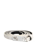Men's Leather With Silver Buckle Belt White