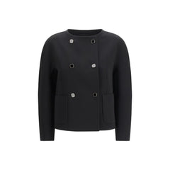 Women's Black Triacetate Coat Clothing