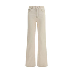 Women's Beige Cotton Bootcut Jeans Clothing