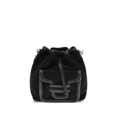 Women's Black Calf Leather Bos Taurus Backet Bag