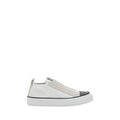 Women's White Nylon Low Top Sneakers