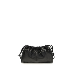 Women's Metal-Eyelet Calfskin Clutch Black Calf Leather Bos