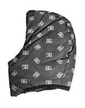 Men's Black Logo Print Whole Head Wrap Capello Hat Polyester