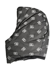 Men's Black Logo Print Whole Head Wrap Capello Hat Polyester