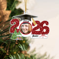 Adorno personalizado para el árbol de Navidad con el nombre y el número de purpurina Regalo de Navidad de Graduación para Graduados