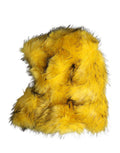 Yellow Modacrylic Fur Women Bucket Capello Hat Acetate