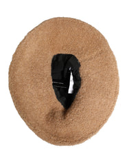 Beige Virgin Wool Fur Women Knitted Capello Hat Nylon Wp