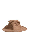 Brown Llama Wool Women Knitted Capello Hat Nylon