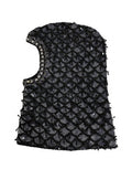 Women's Black Wool Crystal Embellished Balaclava Hat Virgin