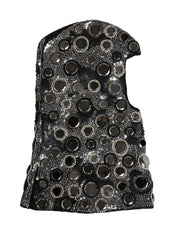 Women's Black Wool Crystal Embellished Balaclava Hat
