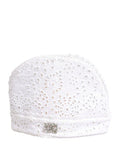 Women's White Cotton Embroidered Dg Crystal Headwear Hat Polyester Viscose