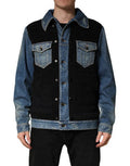 Black Blue Cotton Denim Blouson Men Jacket And Clothing