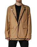 Men's Brown Single Breasted Layered Coat Jacket Nylon Polyester Clothing