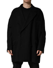Men's Black Double Breasted 2 Buttons Suit Jacket Cotton Elastane Silk