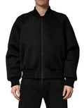 Men Black Nylon Full Zip Bomber Jacket Clothing