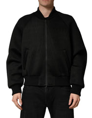 Men Black Nylon Full Zip Bomber Jacket Clothing