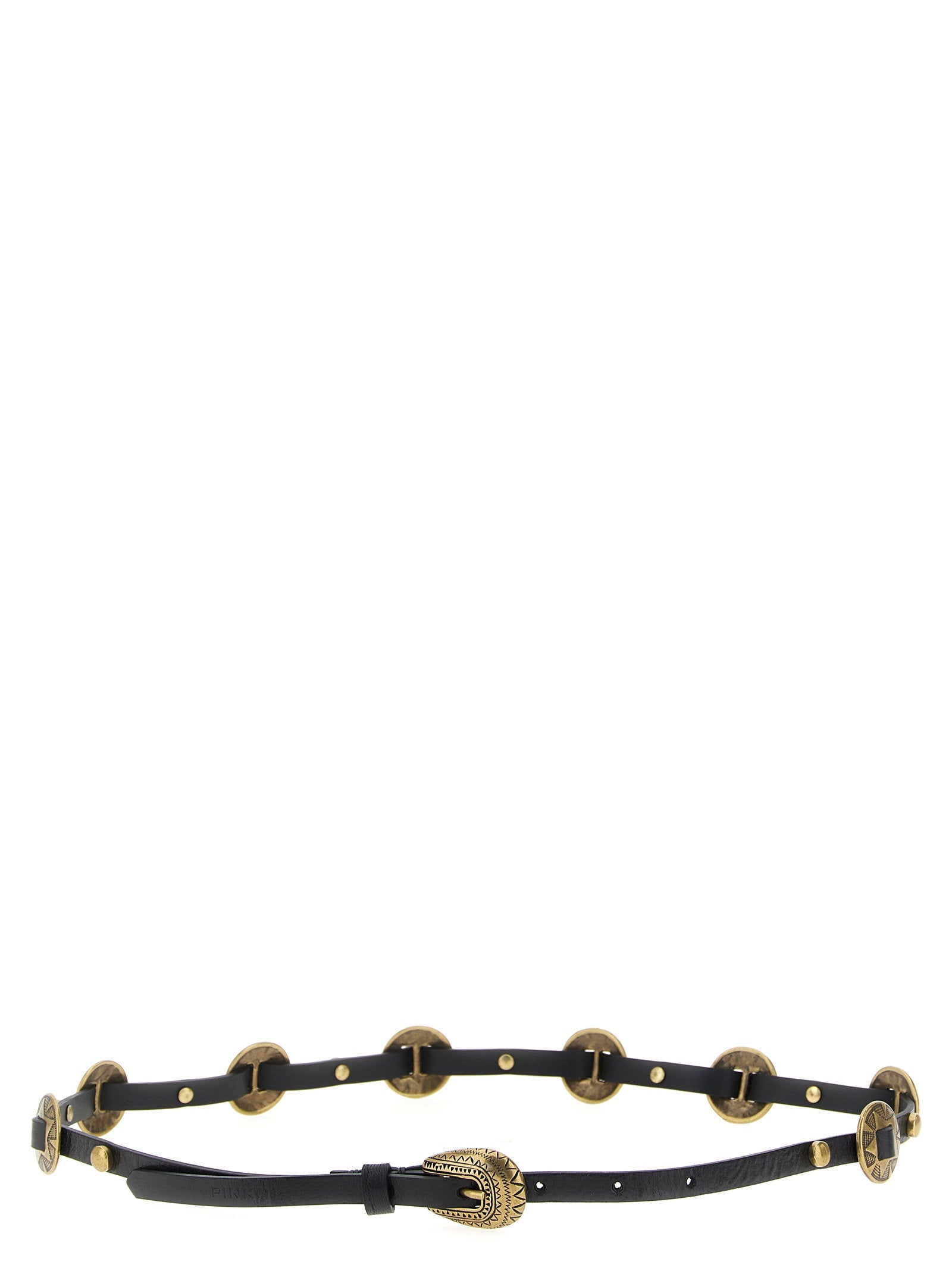 Pinko Engraved Plaque Belt — Black