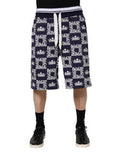 Blue Dg Logo Print Chino Men Bermuda Shorts Navy Cotton
