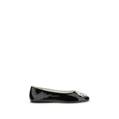 Women's Black Calf Leather Bos Taurus Ballet Flats