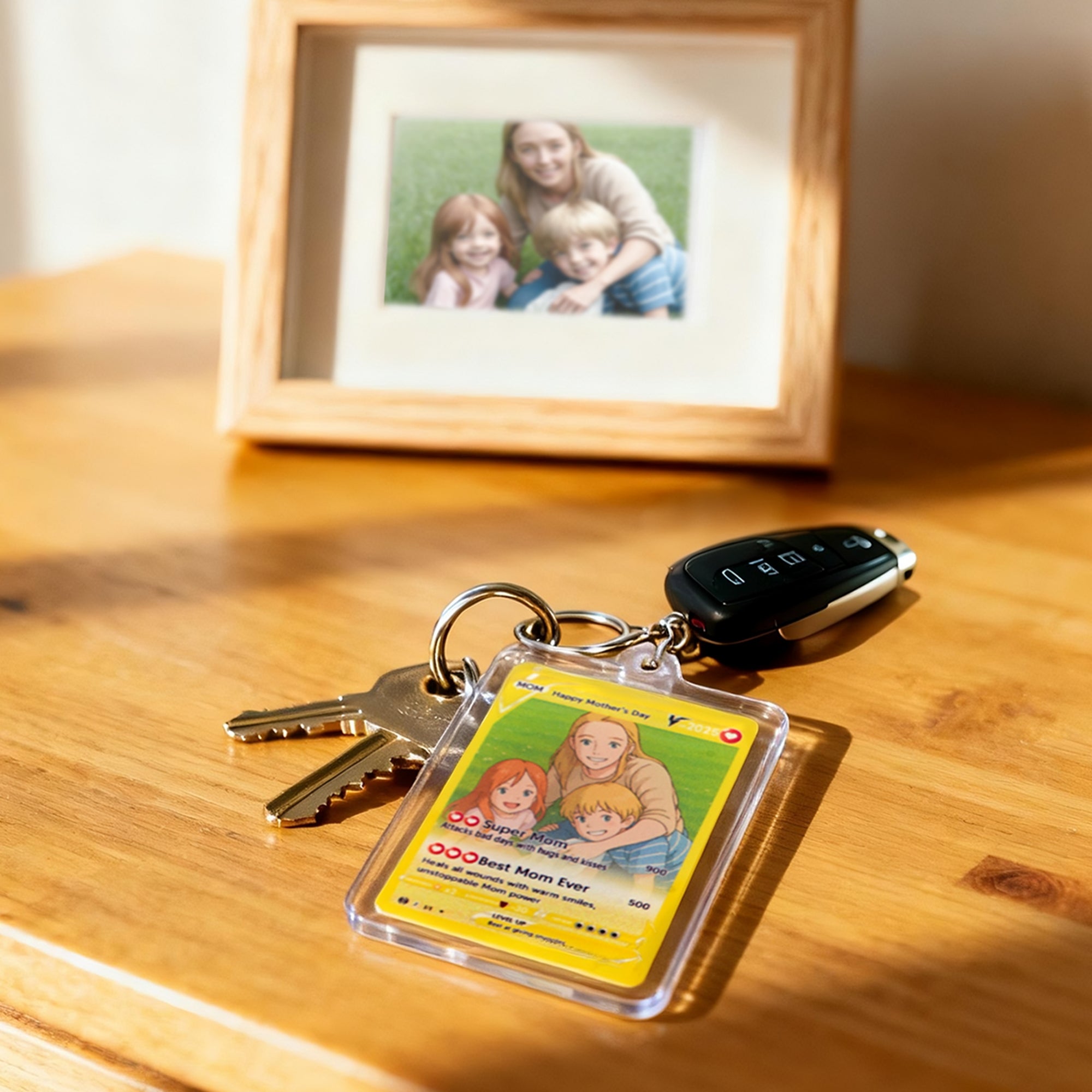 Llavero Acrílico Personalizado Ghibli Art Style Photo Poke con Descripción del Ataque y Funda Protectora Regalo de Cumpleaños Aniversario para Amigos de la Familia