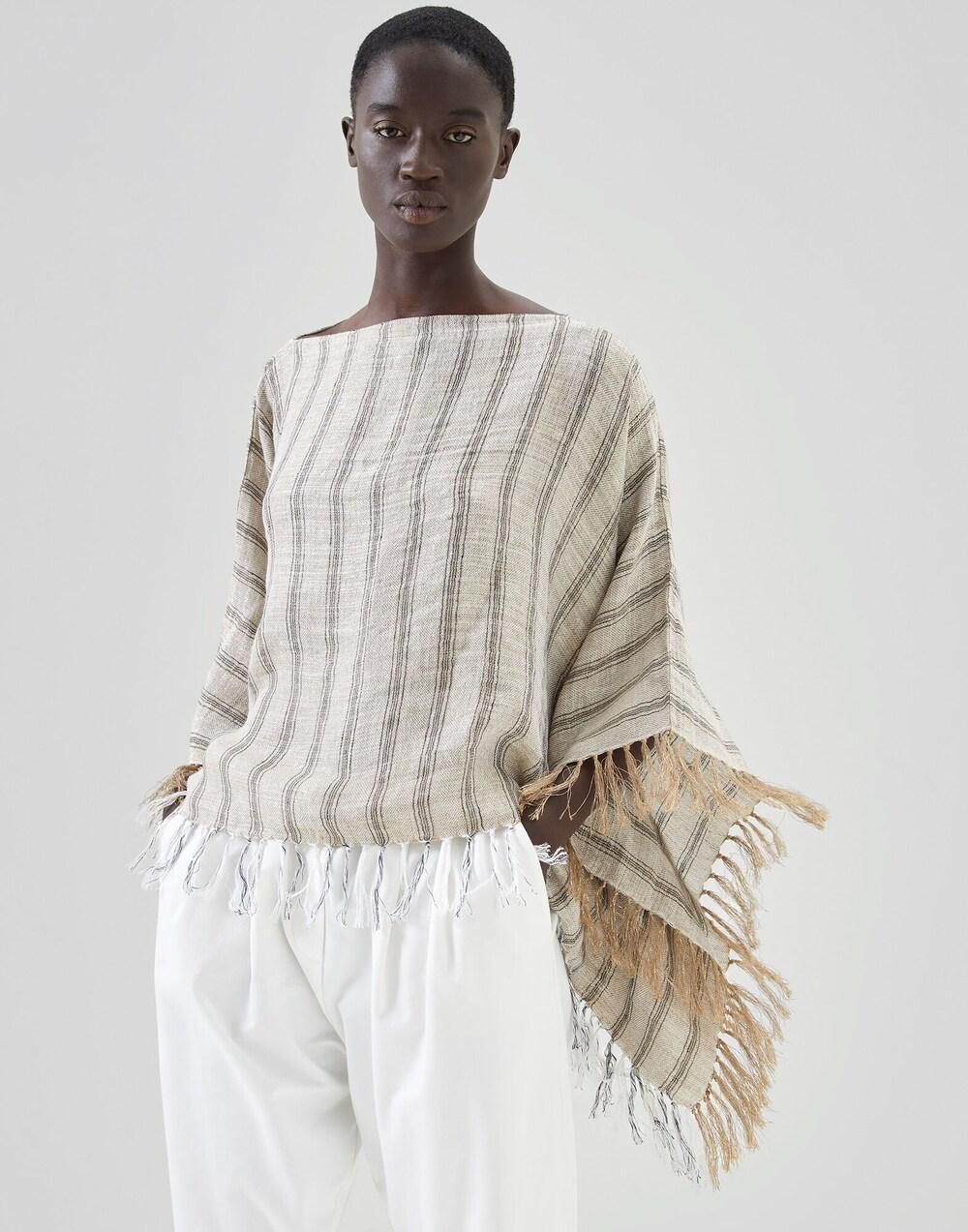 Black Linen Poncho