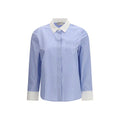 Women's Blue Cotton Pattern Shirt