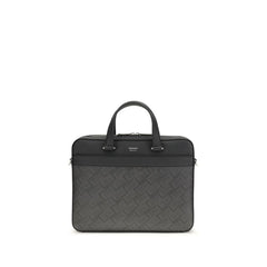 Men's Gray Calf Leather Bos Taurus Briefcase Bag