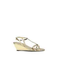 Women's Gold Calf Leather Bos Taurus Wedge Sandals
