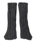 Women's Gray Acrylic Knitted Fingerless Arm Warmer Gloves Alpaca Wool