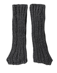 Women's Gray Acrylic Knitted Fingerless Arm Warmer Gloves Alpaca Wool
