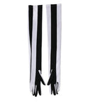 Women's Striped Nylon Gloves Black Elastane