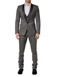 Men's Gray Wool Single Breasted 1 Button 3pc Suit Polyester Silk Virgin