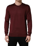 Men's Crew Neck Pullover Maroon Silk