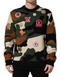 Men's Camouflage Intarsia-Knit Sweater Multicolor Nylon Viscose Cashmere Clothing