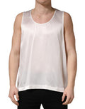 Men's White Satin Polyester Sleevelesstank T-Shirt
