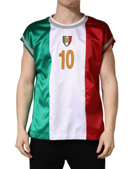 Men's Multicolor Italia Dg Logo Satin Tank T-Shirt Polyester