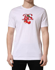 Men's White Dg Cherries Cotton Crew Neck T-Shirt