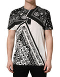 Men's Black White Bandana Cotton Crew Neck T-Shirt And