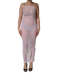 Women's White Sheer Nylon Stretch Sheath Maxi Dress Elastane