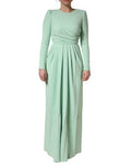 Women's Viscose Long-Sleeve Gown Green Elastane