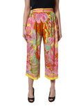 Women's Floral-Print Silk Trouser Multicolor Elastane