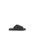 Men's Black Calf Leather Bos Taurus Flat Sandals
