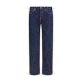 Women's Blue Cotton Straight-Leg Jeans Clothing
