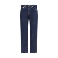 Women's Blue Cotton Straight-Leg Jeans Clothing