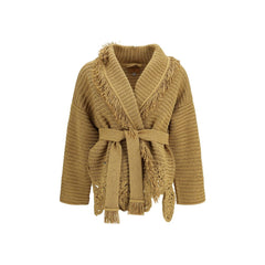 Women's Gold Polyester Cardigan Clothing