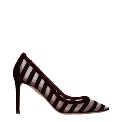 Women's Transparent Velvet Mid-Heel Pump Burgundy