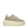 Women's Beige Leather Chunky Sneakers