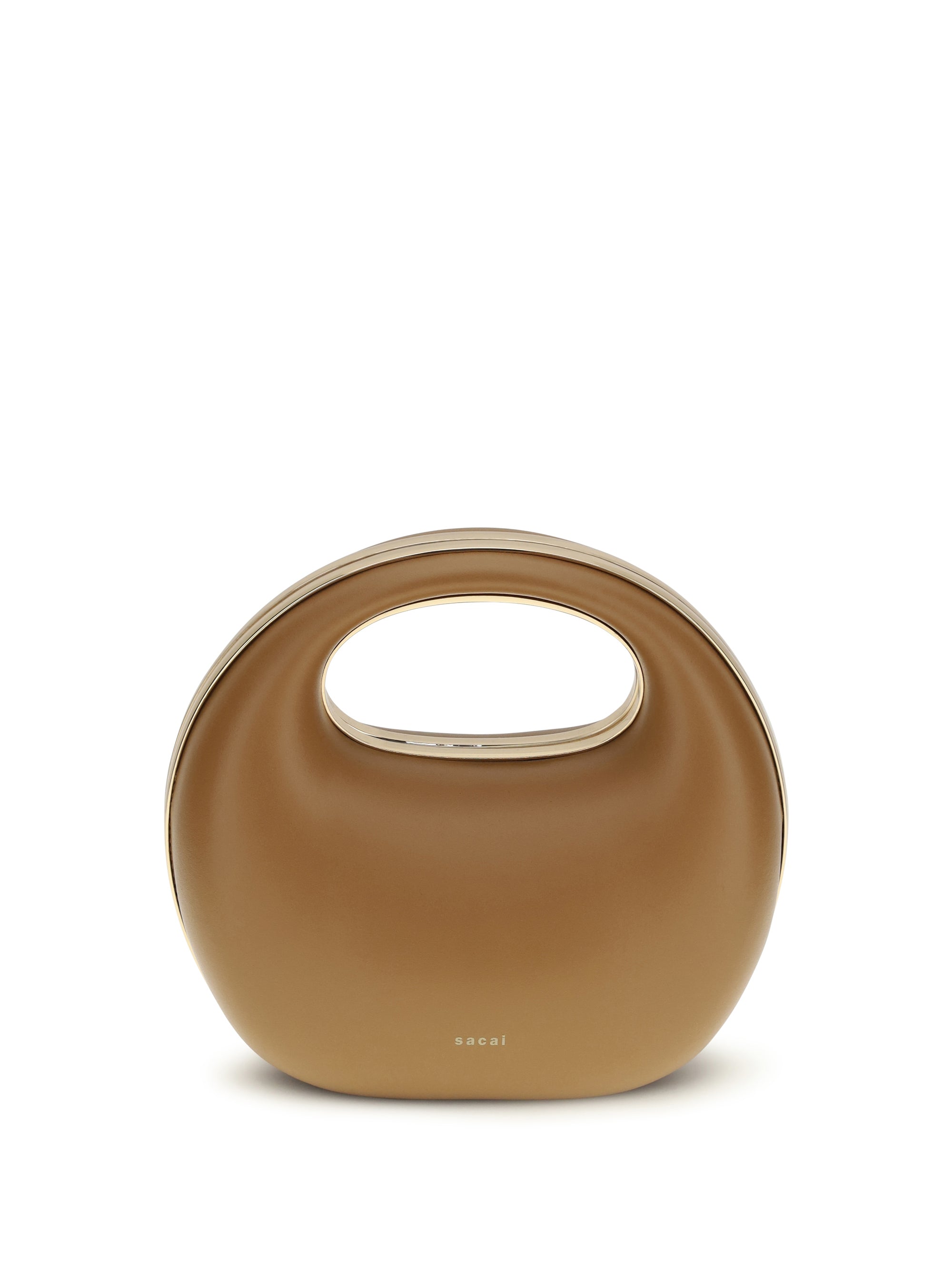 Sacai Rigid Calf Leather Top Handle Bag — Camel