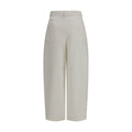 Beige Silk Casual Pants