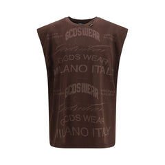 Men's Brown Cotton Sleeveles T-Shirt